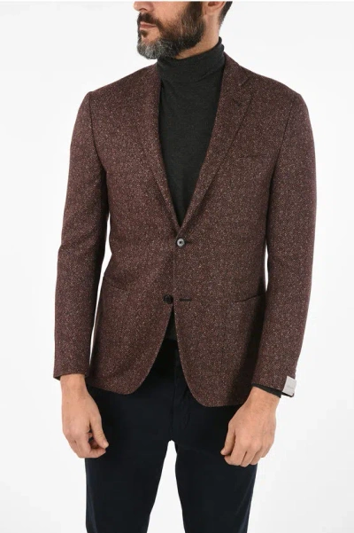 Corneliani Virgin Wool Silk And Cashmere Single Breasted Reward Blazer In Brown