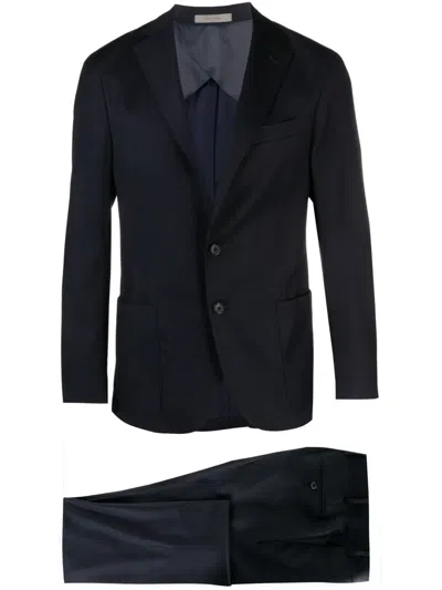Corneliani Virgin Wool Single-breasted Suit In Blue
