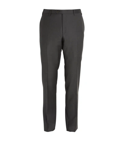 Corneliani Virgin Wool Slim Tailored Trousers In Grey