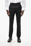 Corneliani Virgin Wool Solid Color Pants In Black