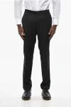 Corneliani Virgin Wool Solid Color Pants In Black