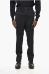 Corneliani Regular Waist Check Virgin Wool Pants In Black
