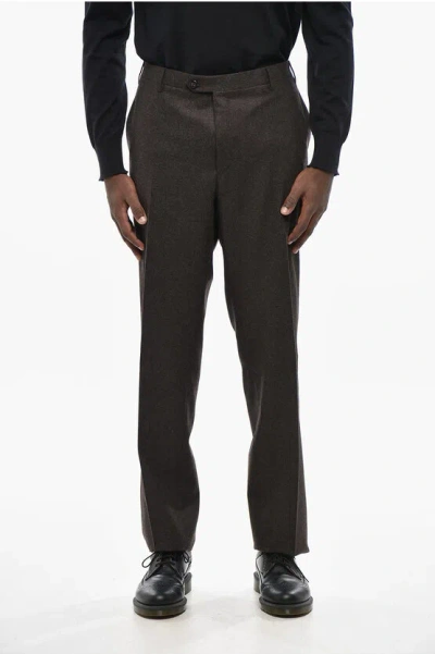 Corneliani Virgin Wool Solid Color Pants In Gray