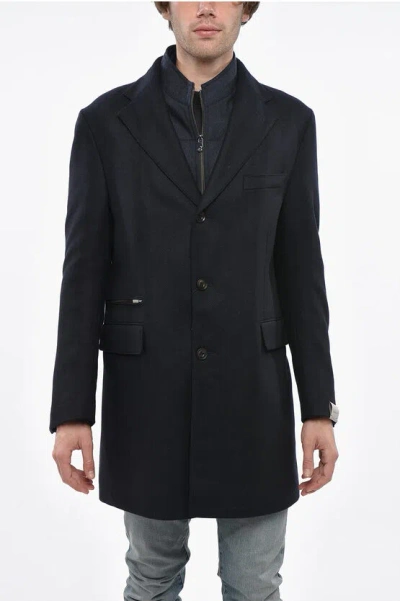 Corneliani Virgin Wool Sportswear Coat With Removable Chest Piece In Black