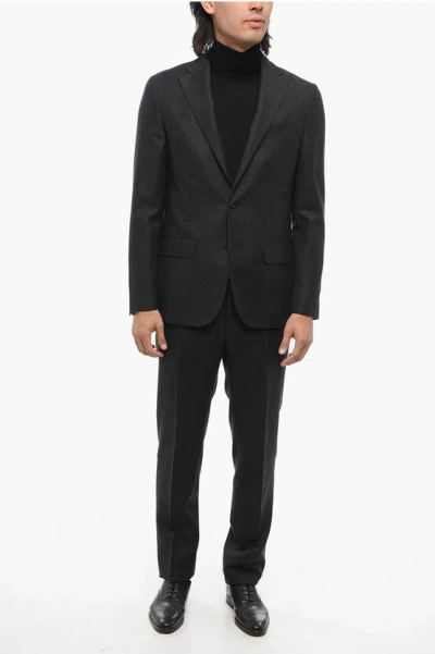 Corneliani Virgin Wool Suit With Micro Check Motif