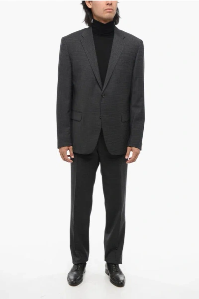 Corneliani Virgin Wool Suit With Micro Check Motif