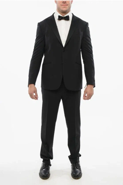 Corneliani Virgin Wool Suit With Satin Peak Lapel
