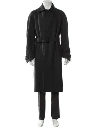 Pre-owned Corneliani Virgin Wool Trench Coat In Gray