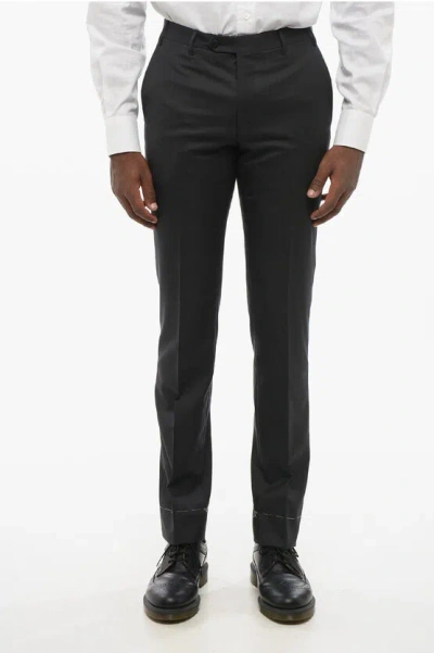 Corneliani Virgin Wool Trousers Academy With Hidden Closure In Black