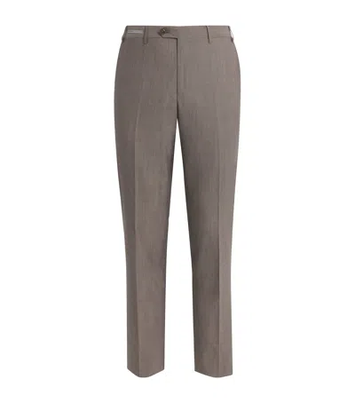Corneliani Virgin Wool Trousers In Brown