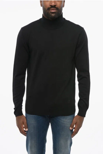 Corneliani Virgin Wool Turtleneck Sweater In Black