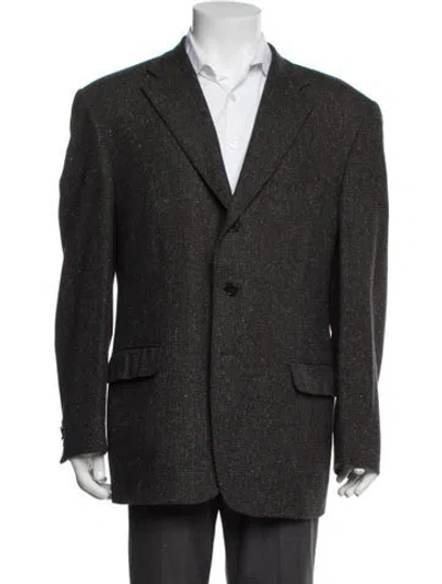 Pre-owned Corneliani Virgin Wool Tweed Pattern Blazer In Brown