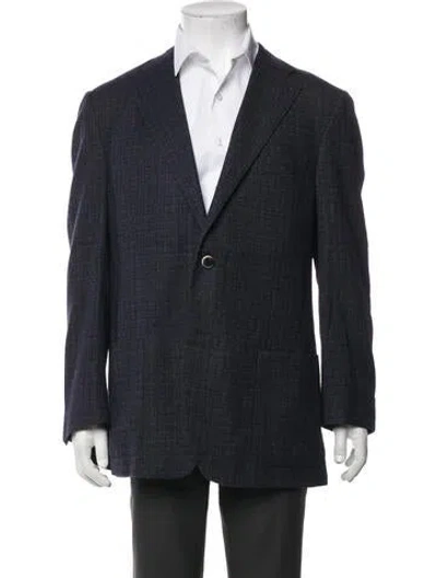 Pre-owned Corneliani Virgin Wool Tweed Pattern Jacket In Blue