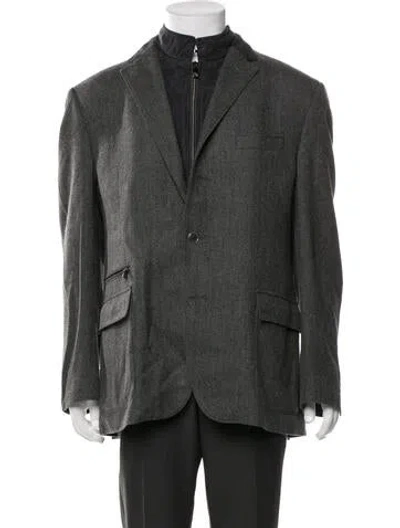 Pre-owned Corneliani Virgin Wool Tweed Pattern Jacket In Grey
