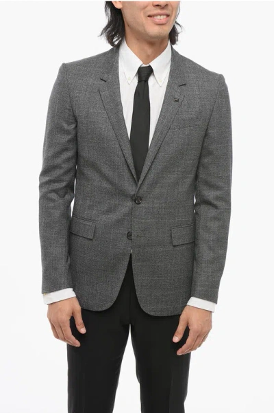 Corneliani Virgin Wool Unlined Blazer With Check Motif