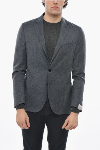 Corneliani Virgin Wool Unlined Blazer With Patch Pockets In Gray