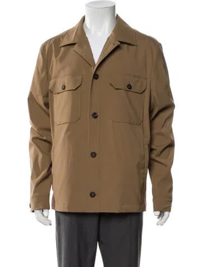 Pre-owned Corneliani Virgin Wool Utility Jacket W/ Tags In Brown