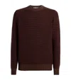 Corneliani Virgin Wool-cashmere Stripe Sweater In Brown