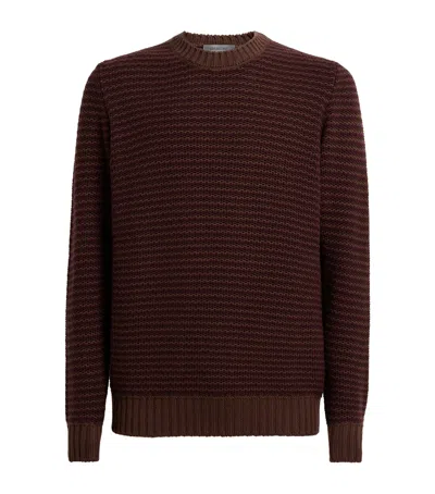 Corneliani Virgin Wool-cashmere Stripe Sweater In Brown