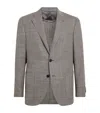 Corneliani Virgin Wool-silk Herringbone Blazer In Gray