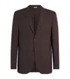 Corneliani Virgin Wool-silk Unlined Whisper Blazer In Brown