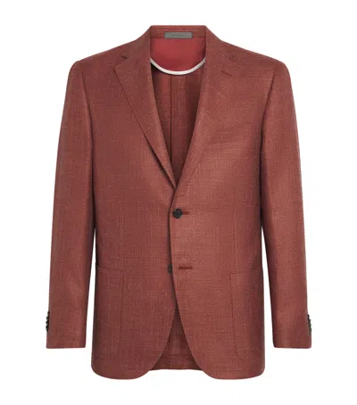 Corneliani Virgin Wool-silk-linen Blazer In Red