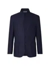 Corneliani Stand-up Collar Wool Jacket In Blue