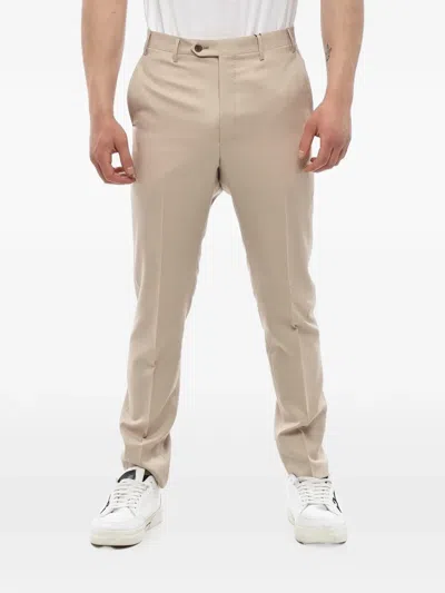 Corneliani Virgin Wool-twill Trousers In Nude
