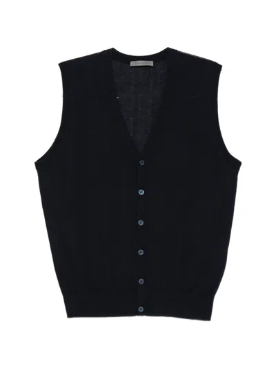 Corneliani V-neck Sweater With Button Closure In Multi