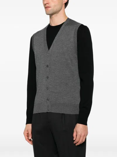 Corneliani V-neck Vest With Button Closure In Multi
