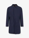 Corneliani Button Leather Trim Coat In Blue