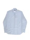 Corneliani Wave-pattern French-collar Shirt In Blue