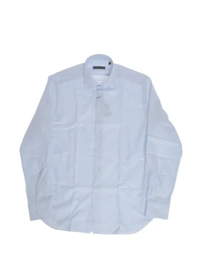 Corneliani Wave-pattern French-collar Shirt In Blue