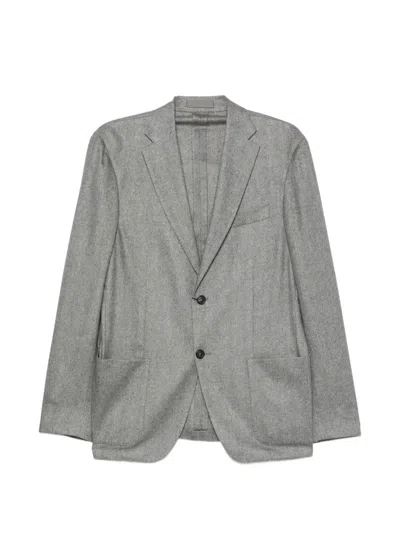 Corneliani Whisper Herringbone Blazer In Gray