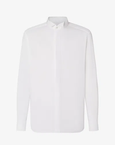 Corneliani White Cotton Shirt With Micro Stripes