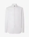Corneliani White Cotton Twill Shirt With Blue Stripes In White