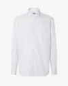 Corneliani White Cotton Twill Shirt With Light Blue Micro Stripes