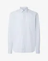 Corneliani White Cotton Twill Shirt With Light Blue Stripes In Brown