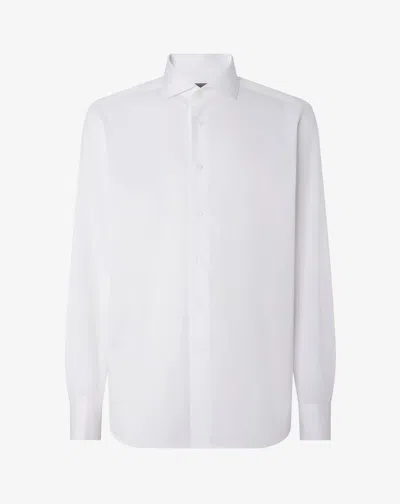 Corneliani White Double-twisted Cotton Twill Shirt