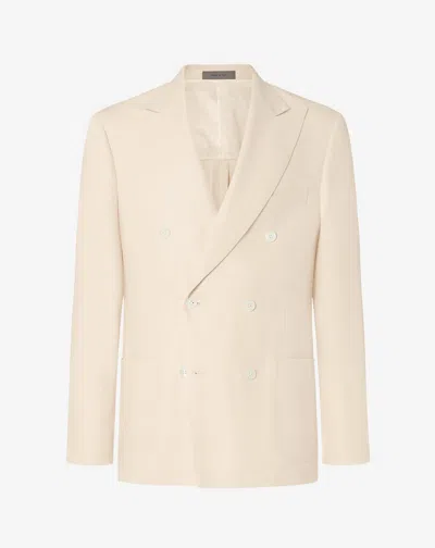 Corneliani White Linen And Lyocell Jacket In Neutral