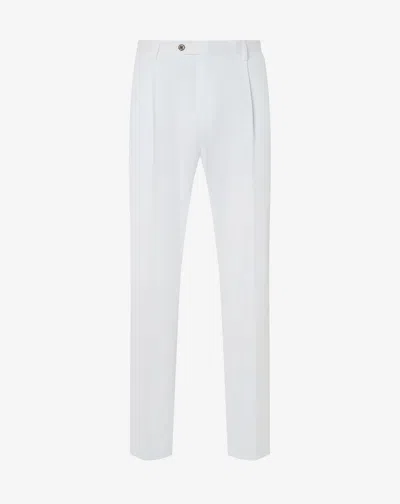 Corneliani White Single-pleat Stretch Cotton Gabardine Trousers