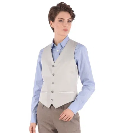 Corneliani White Solid V Neck Blazer In Gray