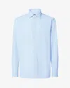 Corneliani White/light Blue Bi-elastic Fabric Shirt With Micro Pattern In Blue