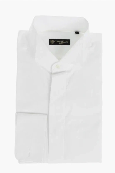 Corneliani Wing-tip Collar Poplin Bodysuit Shirt With Double French Cuf