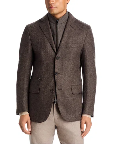 Corneliani Wool & Cashmere Removable Bib Id Jacket In Brown