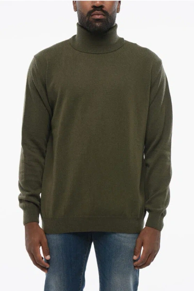 Corneliani Wool And Cashmere Turtleneck Sweater In Green