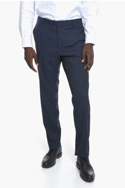 Corneliani Wool And Silk Blend Academy Trousers In Blue