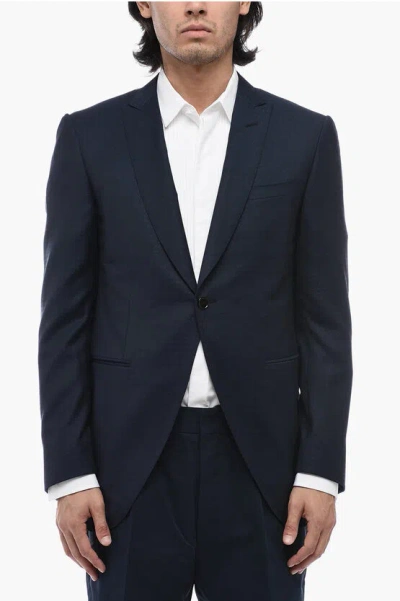 Corneliani Wool And Silk-blended Academy Blazer With Peak Lapel In Blue
