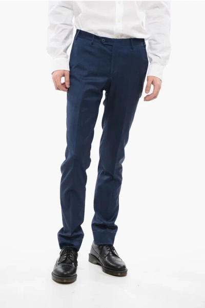 Corneliani Wool Blend Academy Pants With Belt Loops In Blue