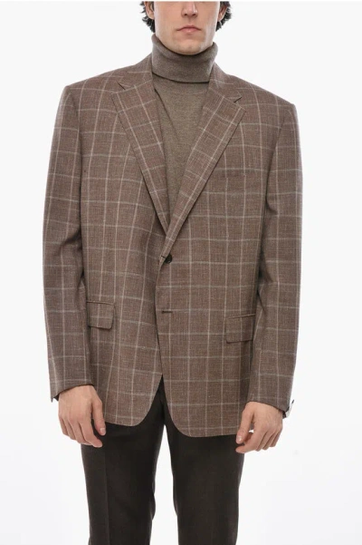 Corneliani Wool Blend Mantua Single Breasted Blazer In Brown